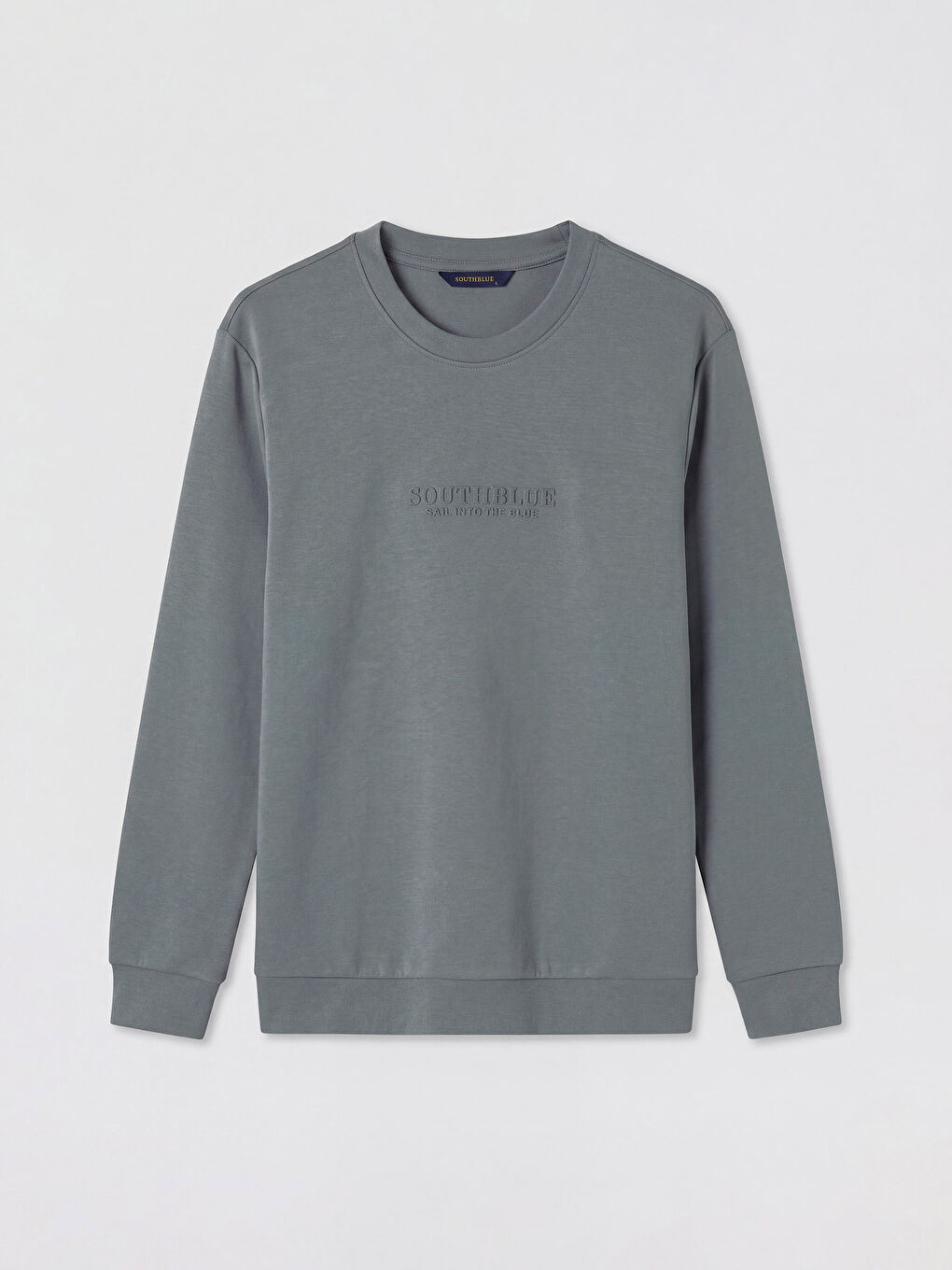 Antrasit Bisiklet Yaka Baskılı Erkek Sweatshirt-4