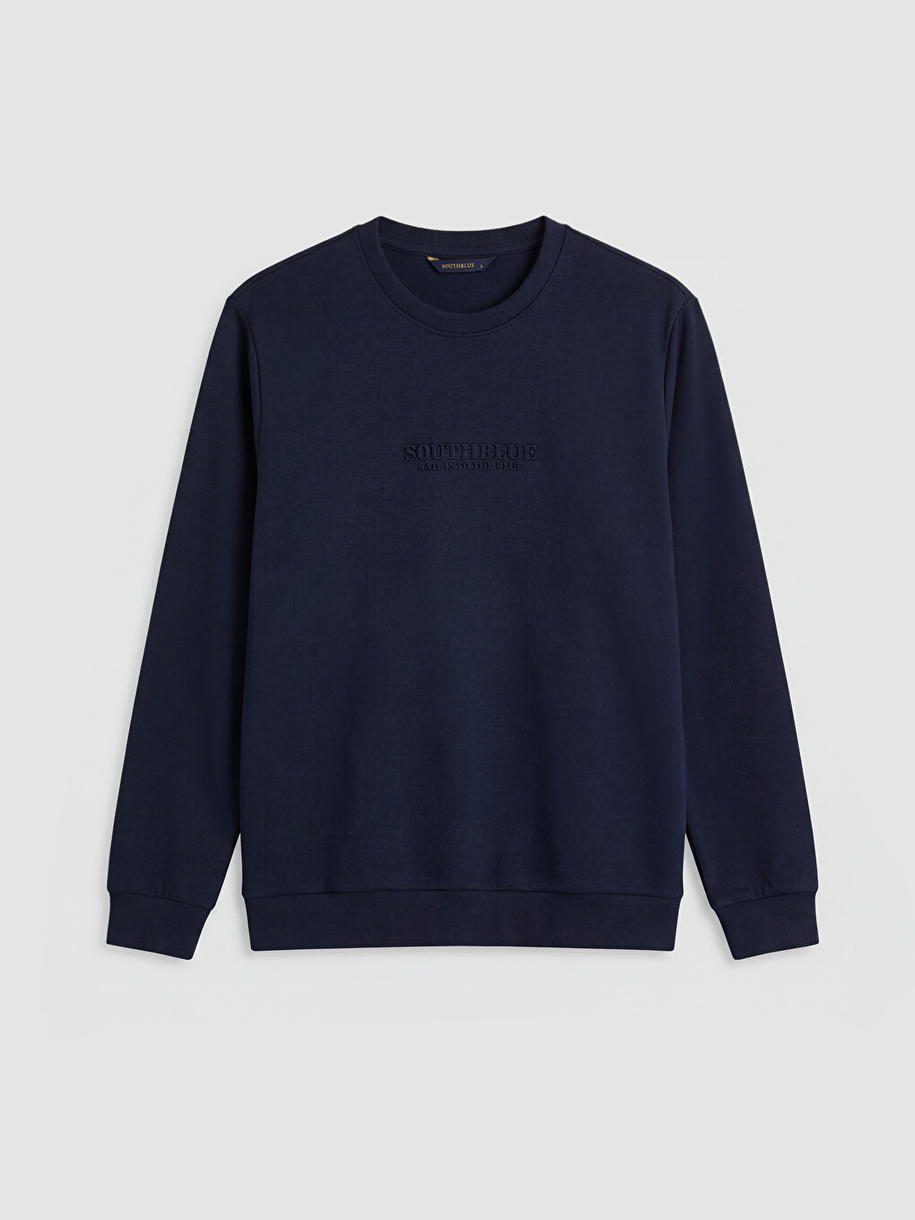 Lacivert Bisiklet Yaka Baskılı Erkek Sweatshirt-4