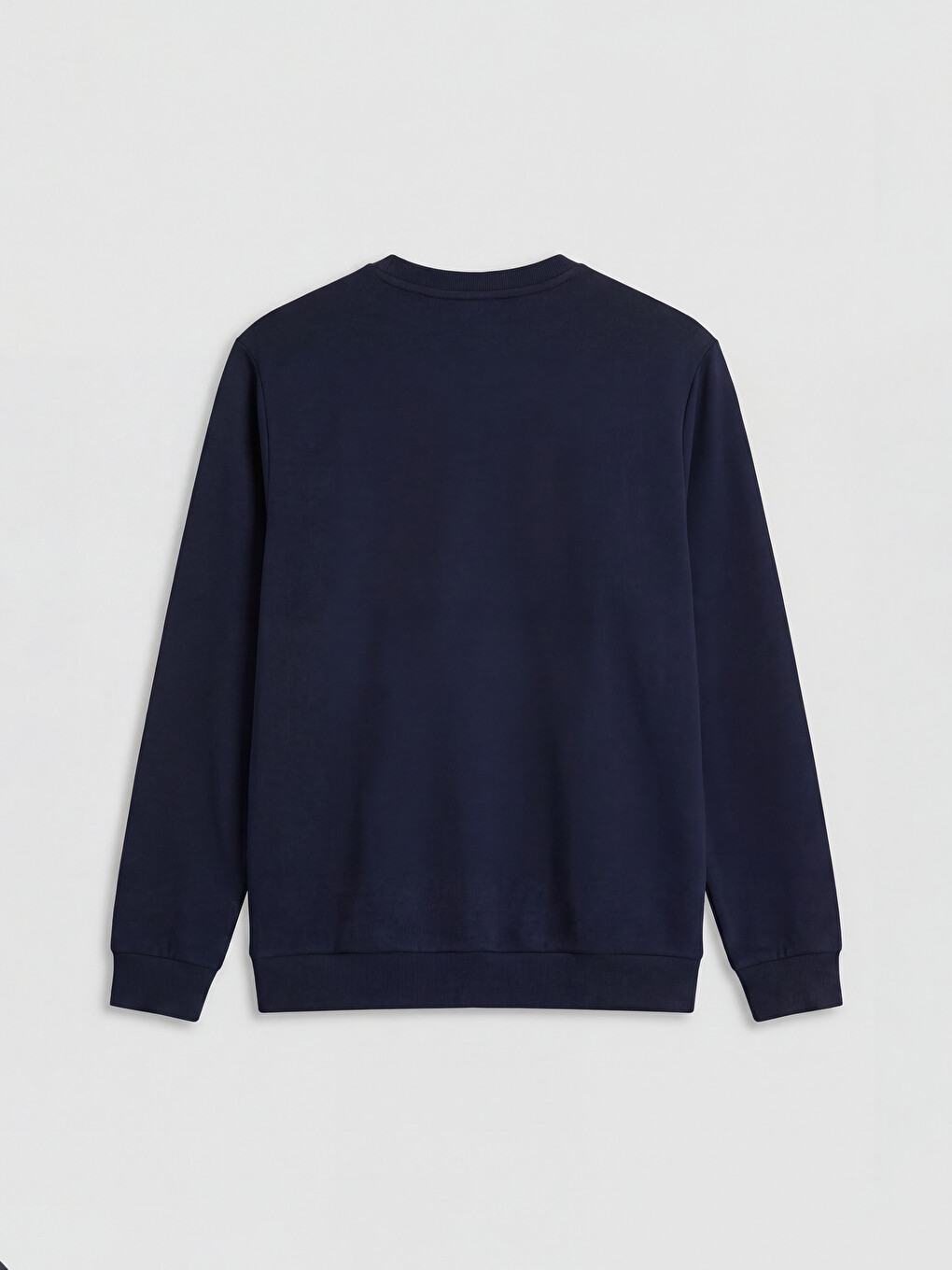 Lacivert Bisiklet Yaka Baskılı Erkek Sweatshirt-5