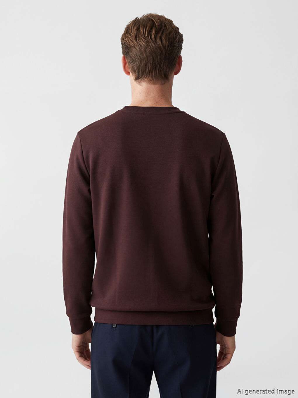 Mürdüm Bisiklet Yaka Baskılı Erkek Sweatshirt-3