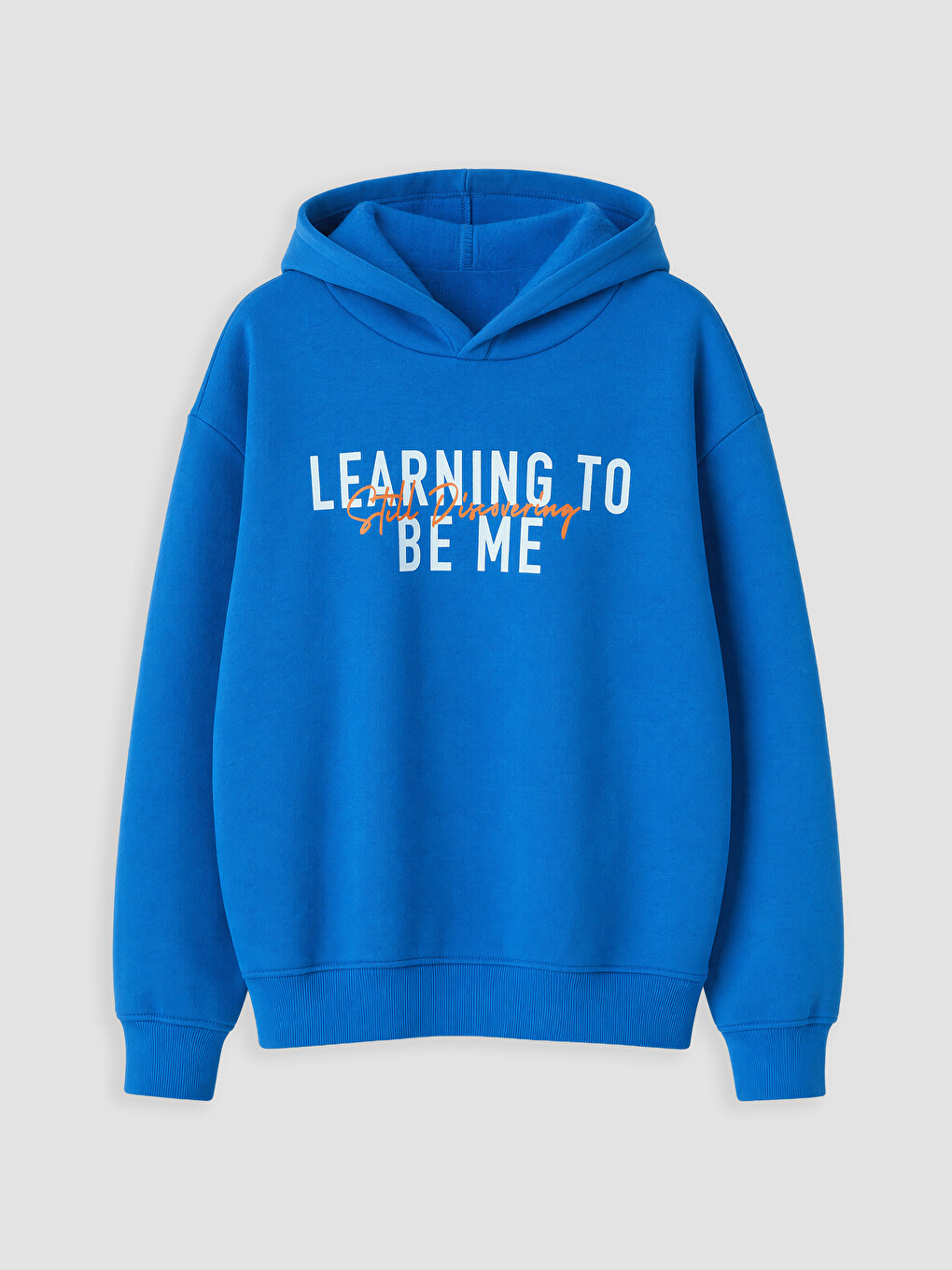 Mavi Kapüşonlu Baskılı Erkek Çocuk Sweatshirt