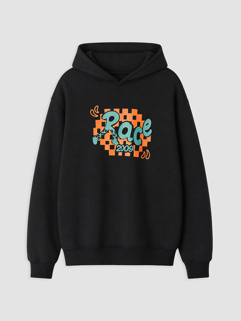 Siyah Kapüşonlu Baskılı Erkek Çocuk Sweatshirt