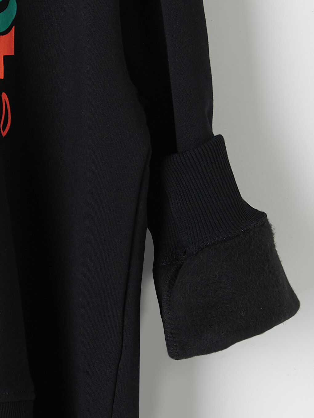 Siyah Kapüşonlu Baskılı Erkek Çocuk Sweatshirt-3