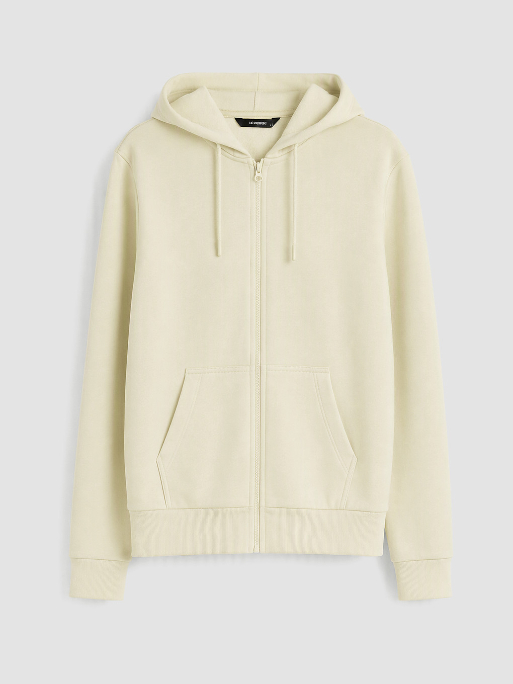 Bej Kapüşonlu Erkek Fermuarlı Sweatshirt-4