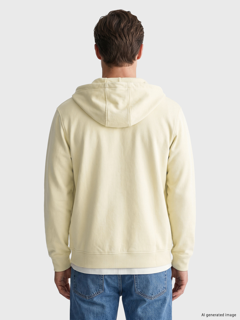 Bej Kapüşonlu Erkek Fermuarlı Sweatshirt-3