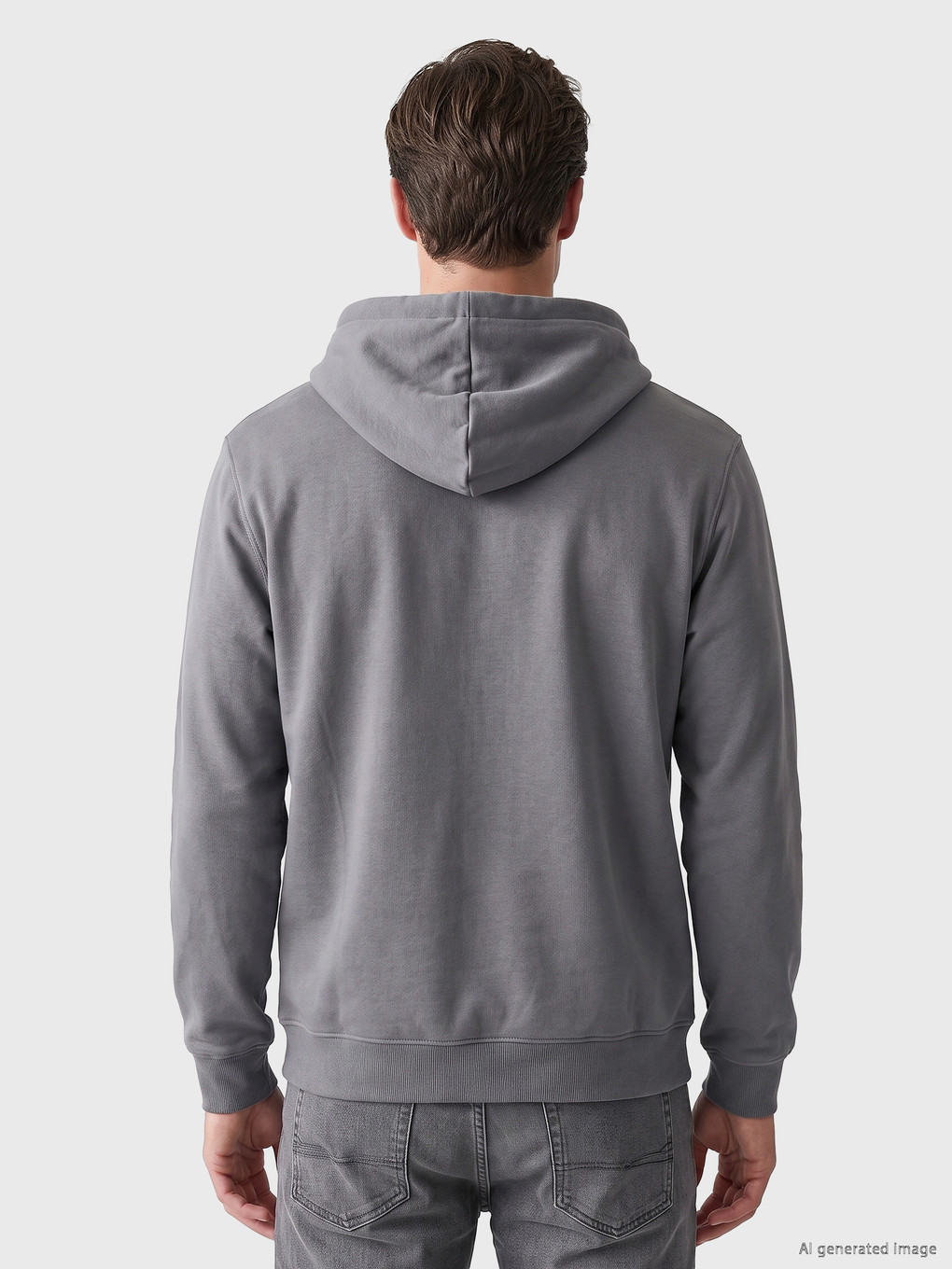 Gri Kapüşonlu Erkek Fermuarlı Sweatshirt-3