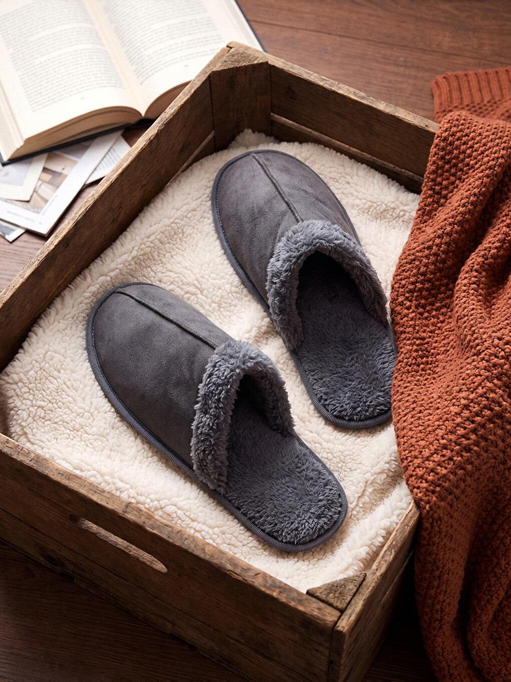 Man Anthracite Home Slippers
