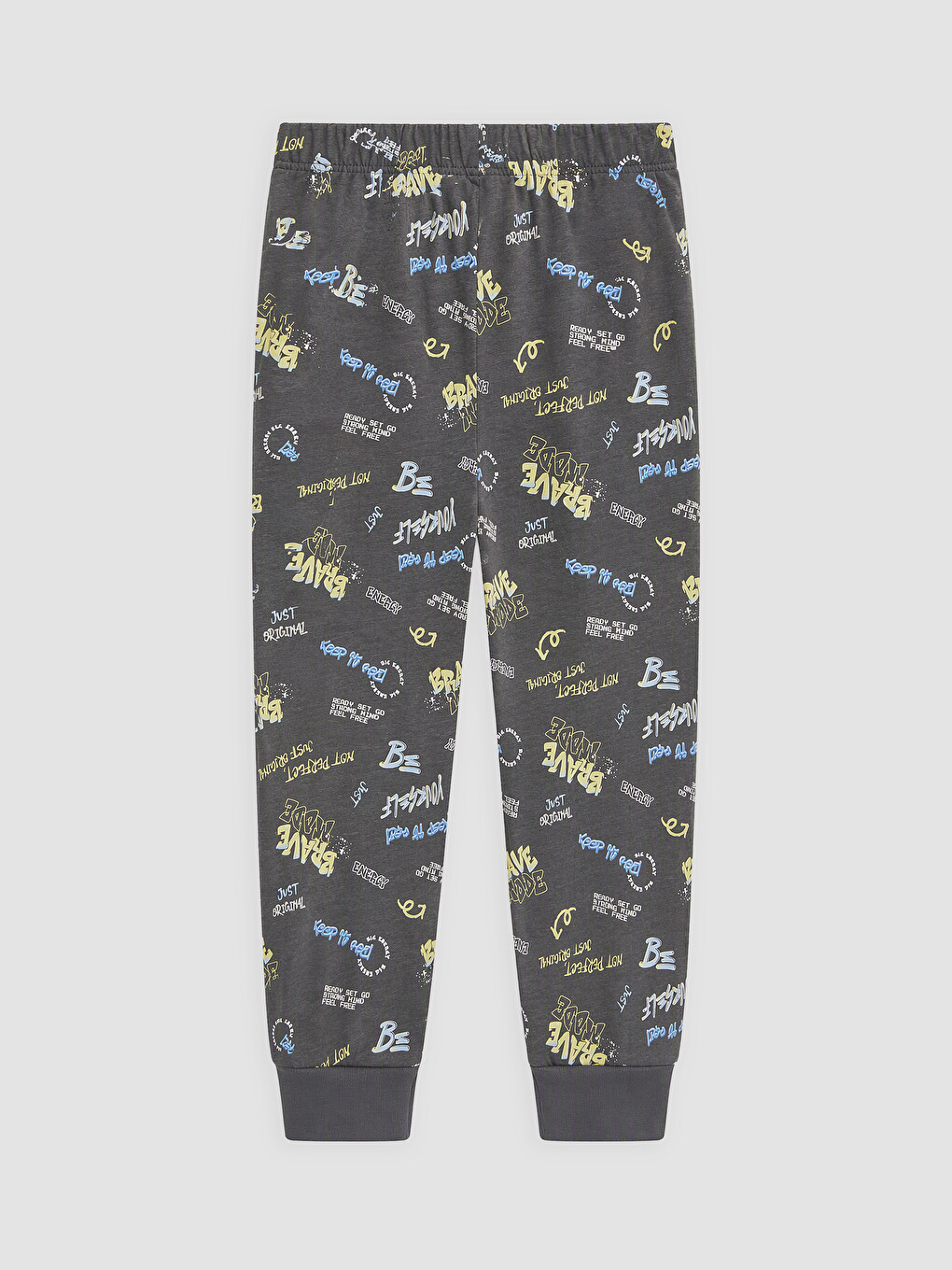 Gri Bisiklet Yaka Erkek Çocuk Pijama Takım-2