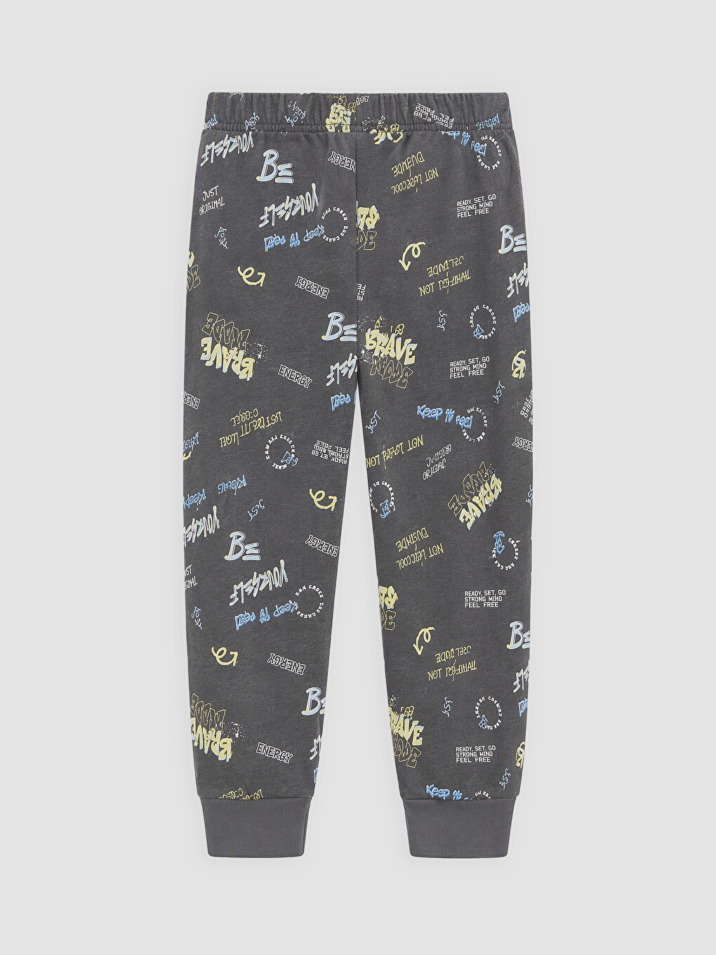 Gri Bisiklet Yaka Erkek Çocuk Pijama Takım-4