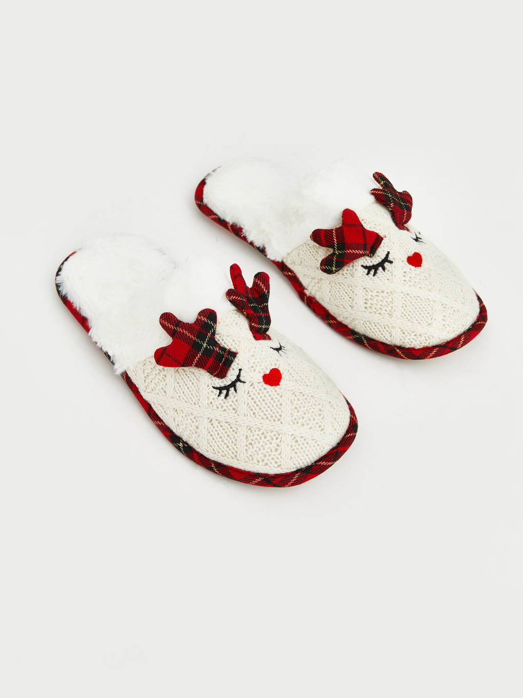 Deer Embroidered Furred Women's Home Slipper-2