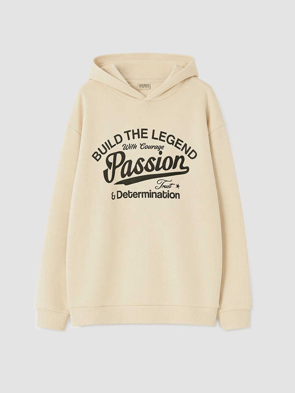 Bej Baskılı Erkek Çocuk Kalın Sweatshirt