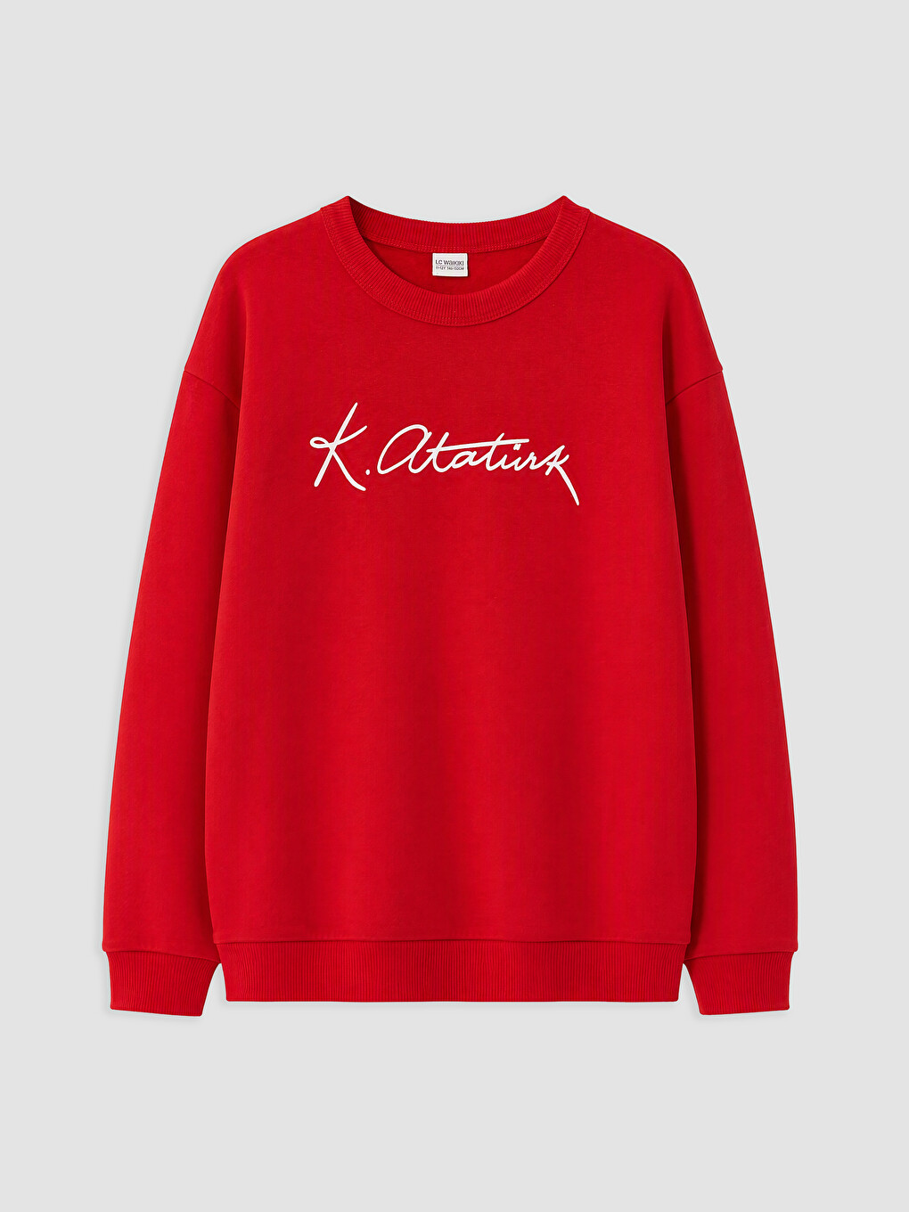 Kırmızı Atatürk İmzalı Erkek Çocuk Kalın Sweatshirt
