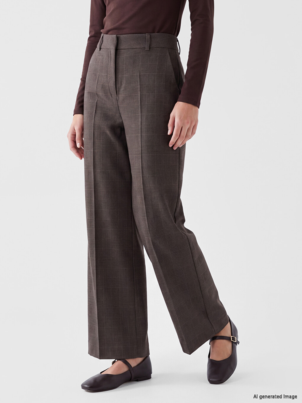 Pantalons De Costume Brun Femme-1