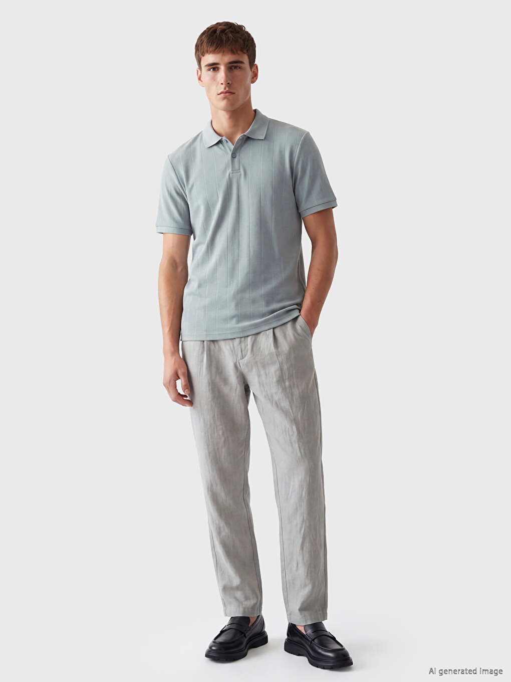 Polo Collar Ribbed Fabric Men's T-shirt-1