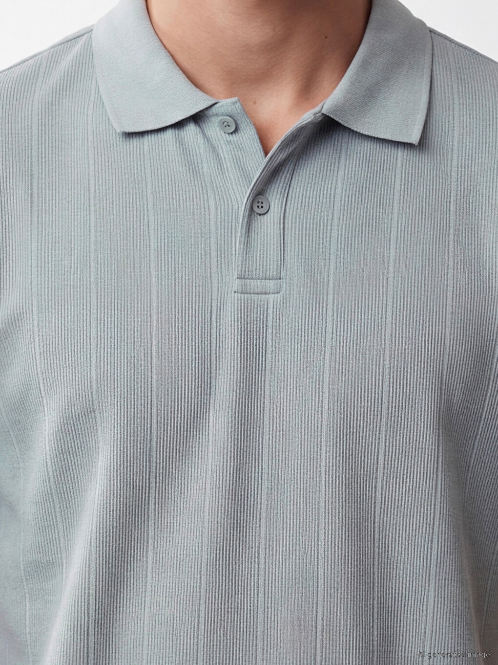 Polo Collar Ribbed Fabric Men's T-shirt-2