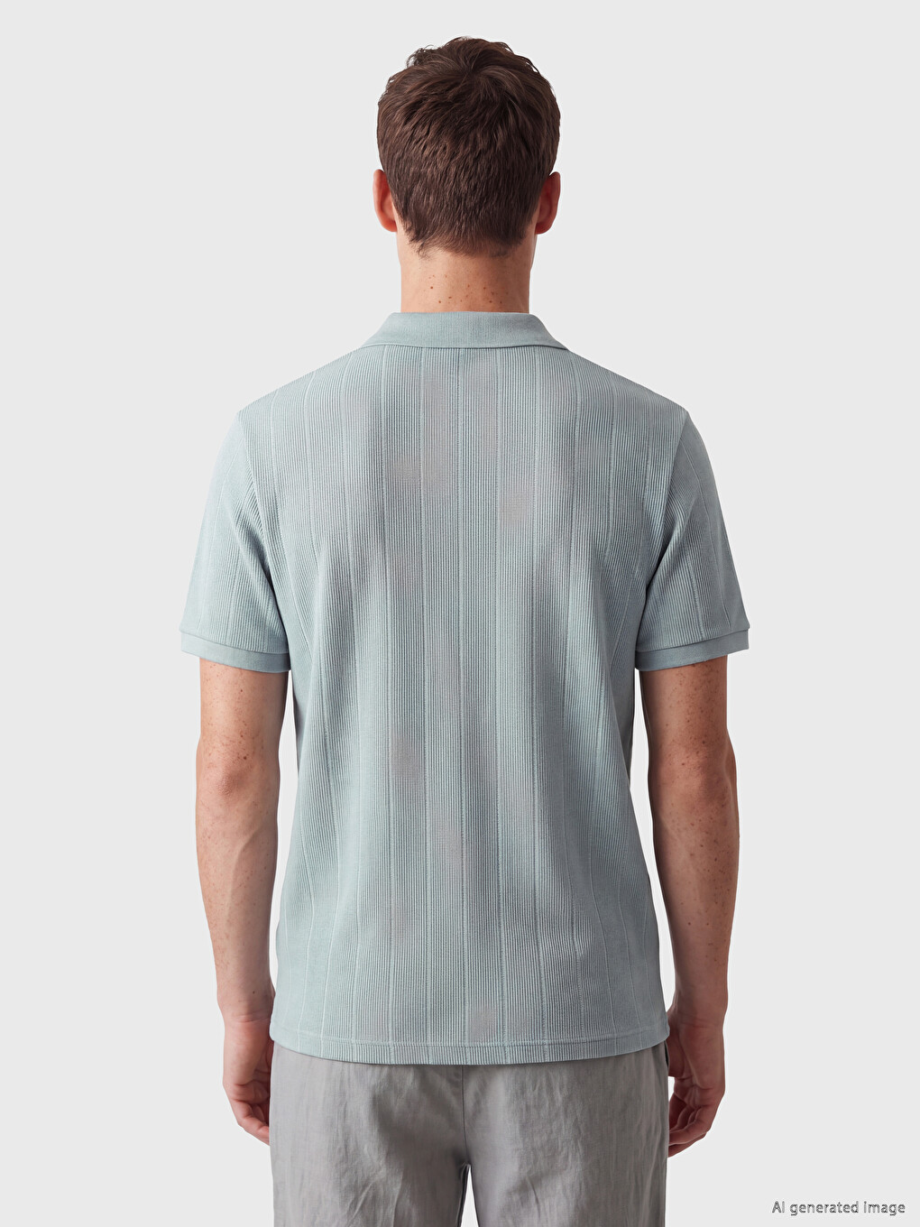 Polo Collar Ribbed Fabric Men's T-shirt-3