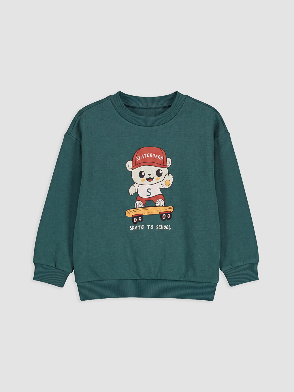 Yeşil Baskılı Erkek Çocuk Sweatshirt