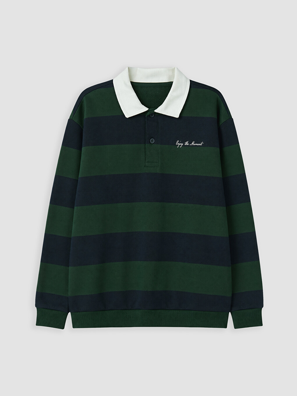 Yeşil Polo Yaka Çizgili Erkek Çocuk Sweatshirt