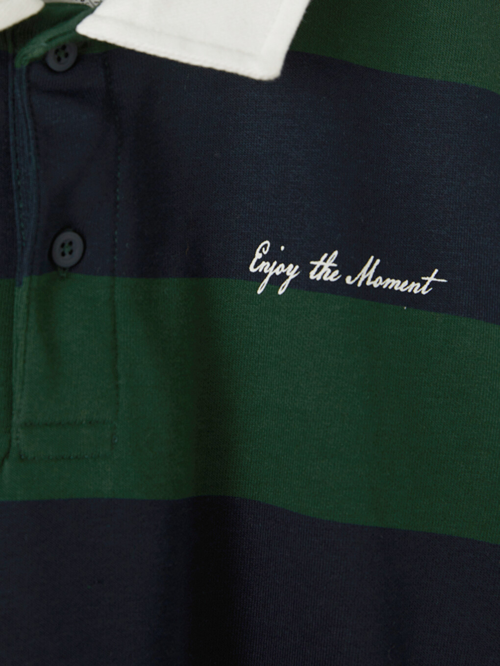 Yeşil Polo Yaka Çizgili Erkek Çocuk Sweatshirt-1