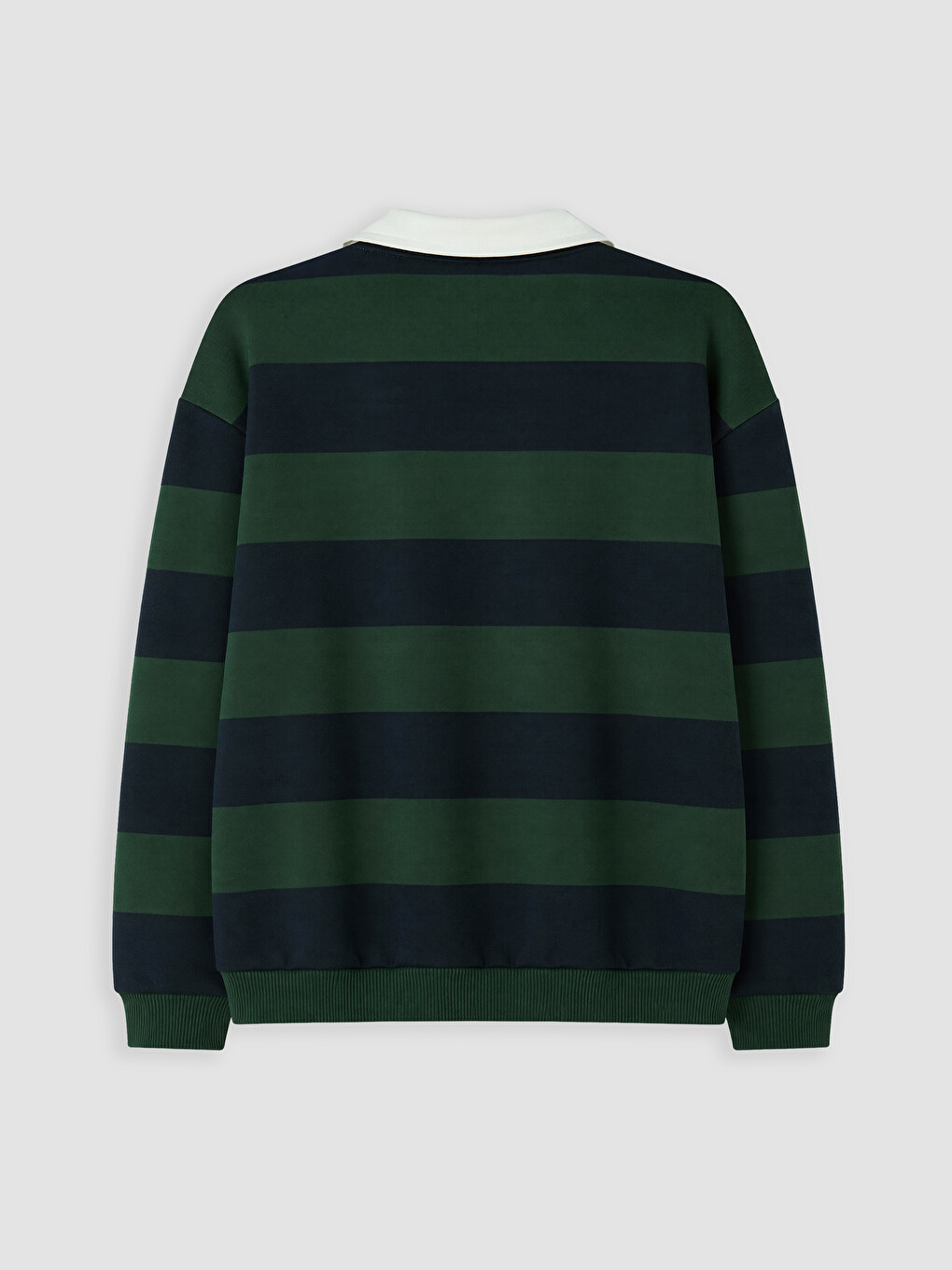Yeşil Polo Yaka Çizgili Erkek Çocuk Sweatshirt-2