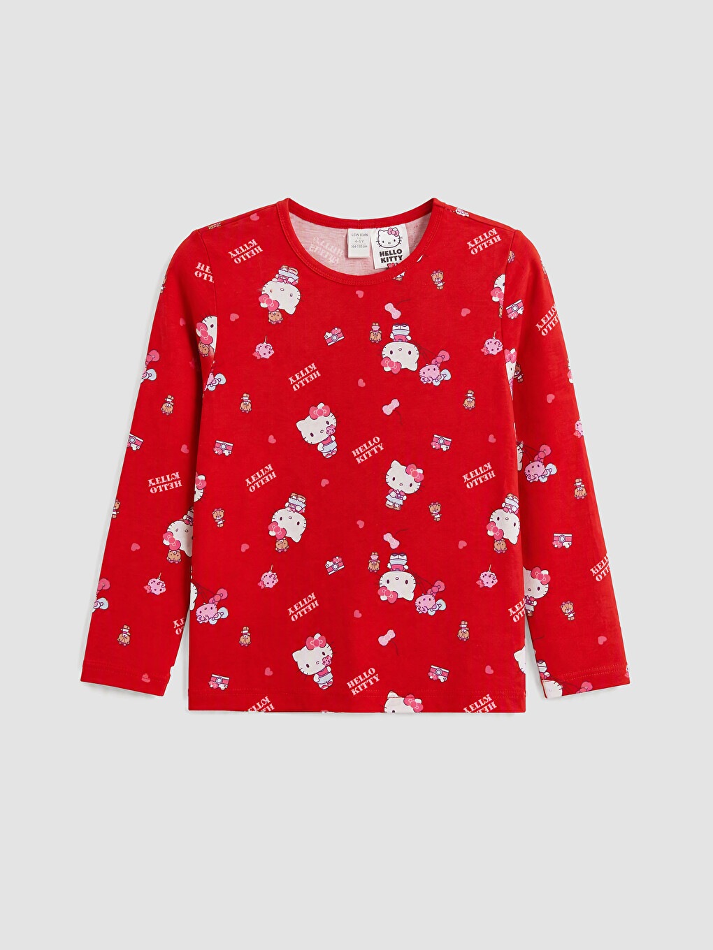 Kırmızı Hello Kitty Bisiklet Yaka Kız Çocuk Pijama Takım-2