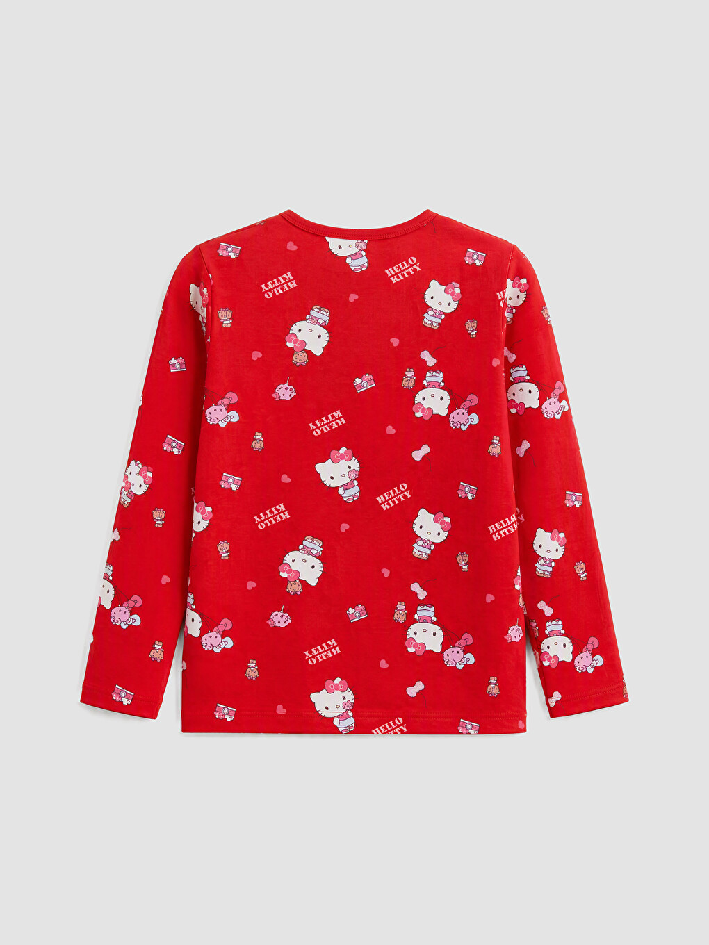 Kırmızı Hello Kitty Bisiklet Yaka Kız Çocuk Pijama Takım-4