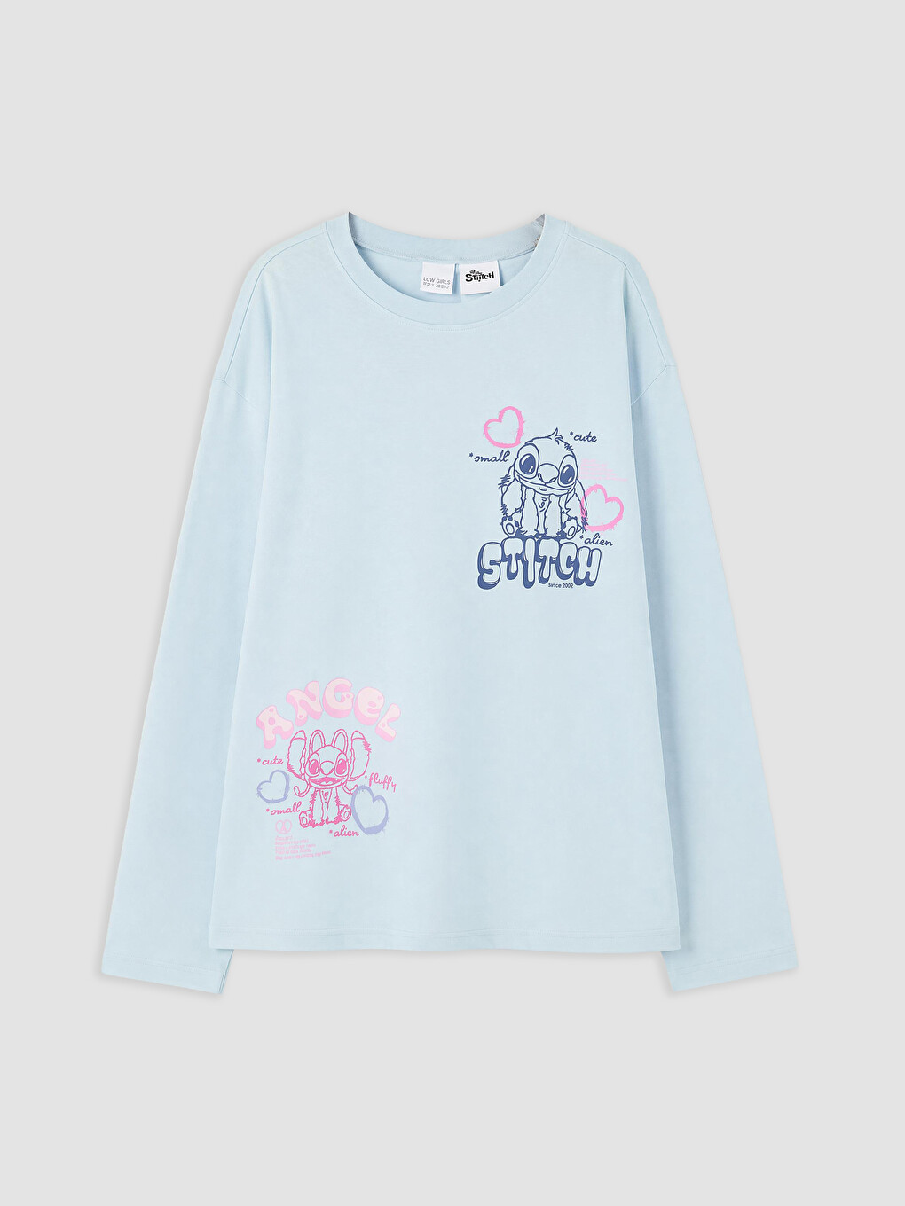 Mavi Stitch Ve Angel Baskılı Kız Çocuk Pijama Takımı-1