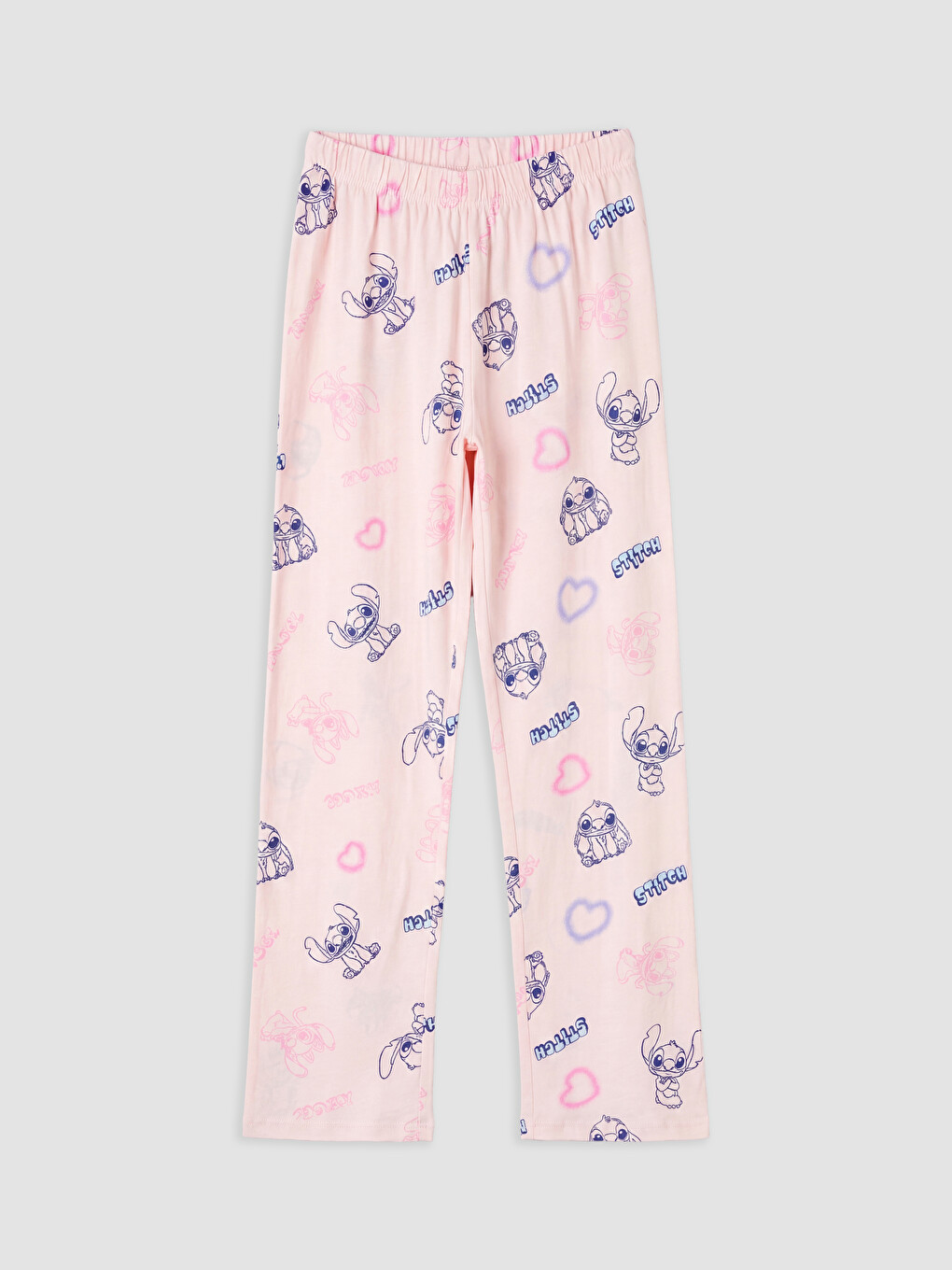 Mavi Stitch Ve Angel Baskılı Kız Çocuk Pijama Takımı-3