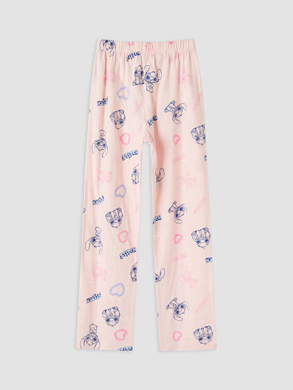 Mavi Stitch Ve Angel Baskılı Kız Çocuk Pijama Takımı-4