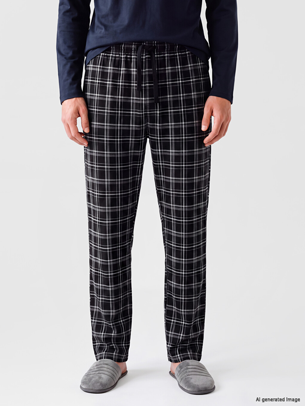 Regular Fit Plaid Men's Pyjamas Bottoms-1
