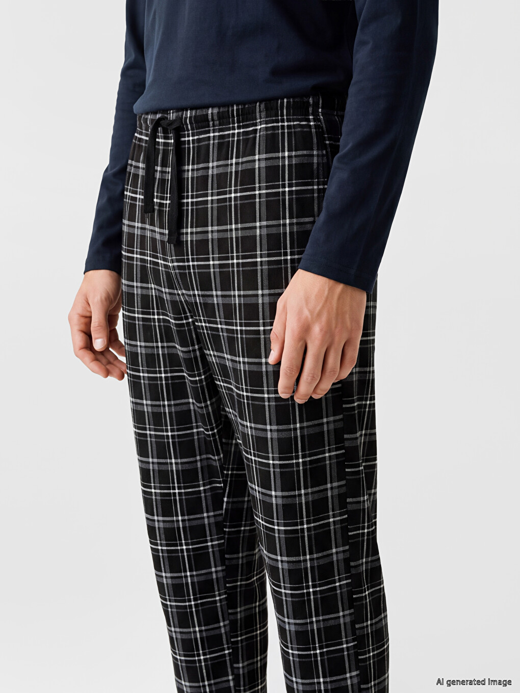 Regular Fit Plaid Men's Pyjamas Bottoms-2