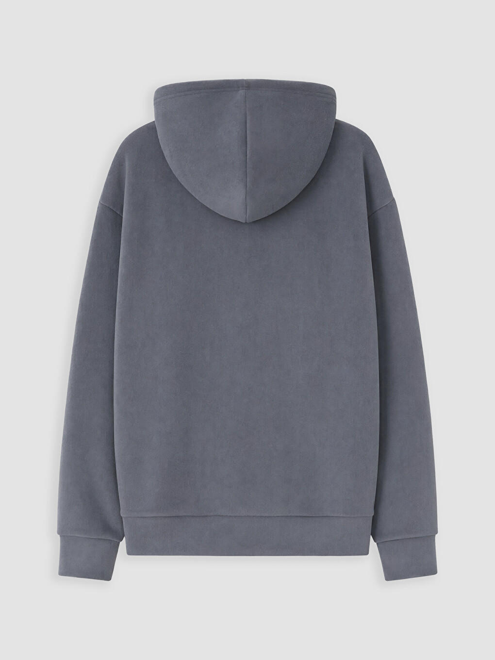 Gri Kapüşonlu Kız Çocuk Kadife Fermuarlı Sweatshirt-1