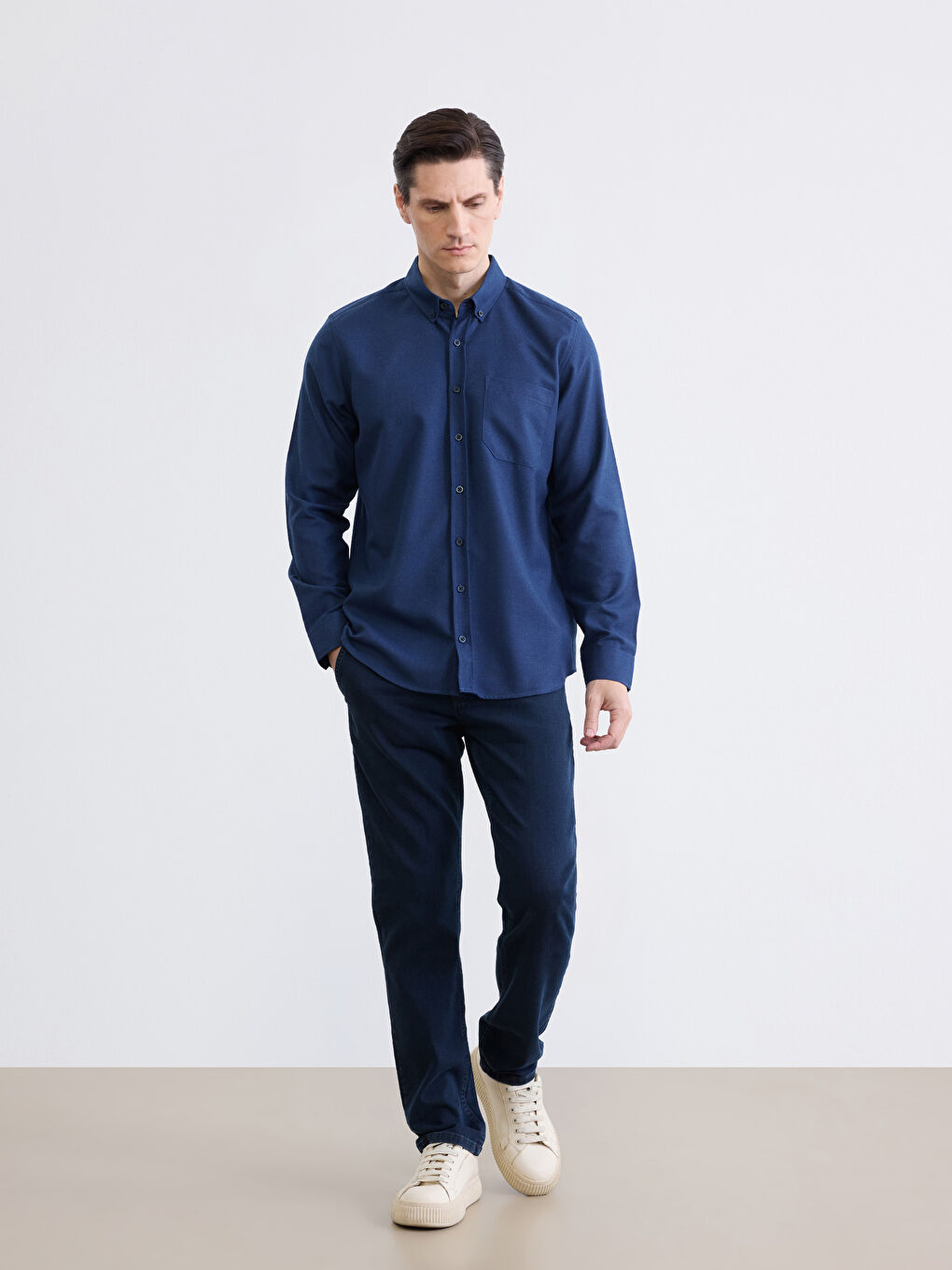 İndigo Regular Fit Gabardin Erkek Gömlek-1