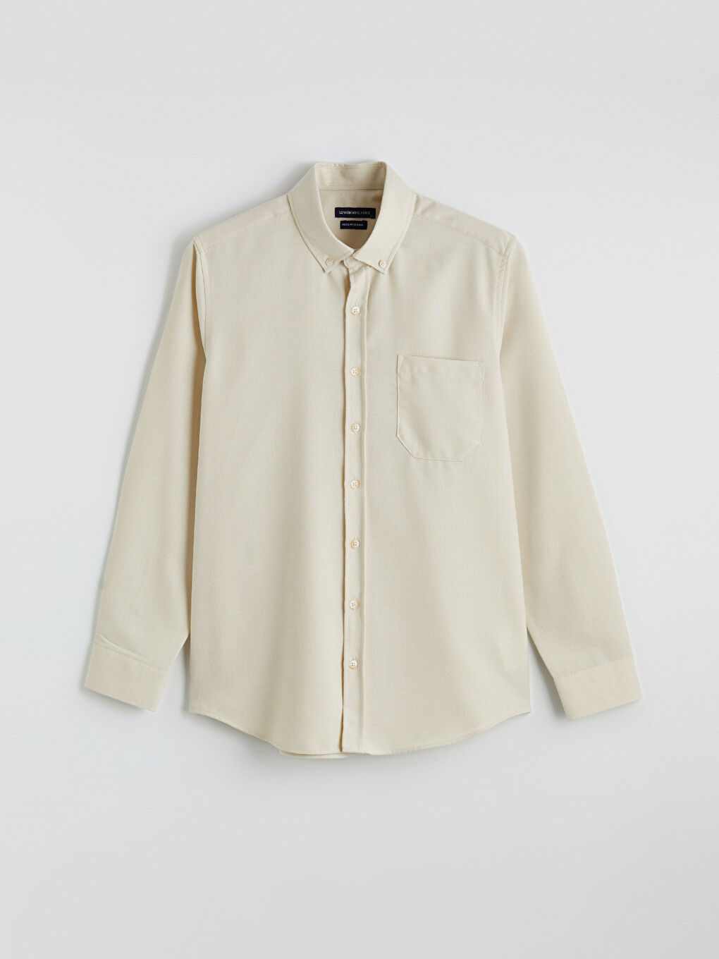 Bej Regular Fit Gabardin Erkek Gömlek