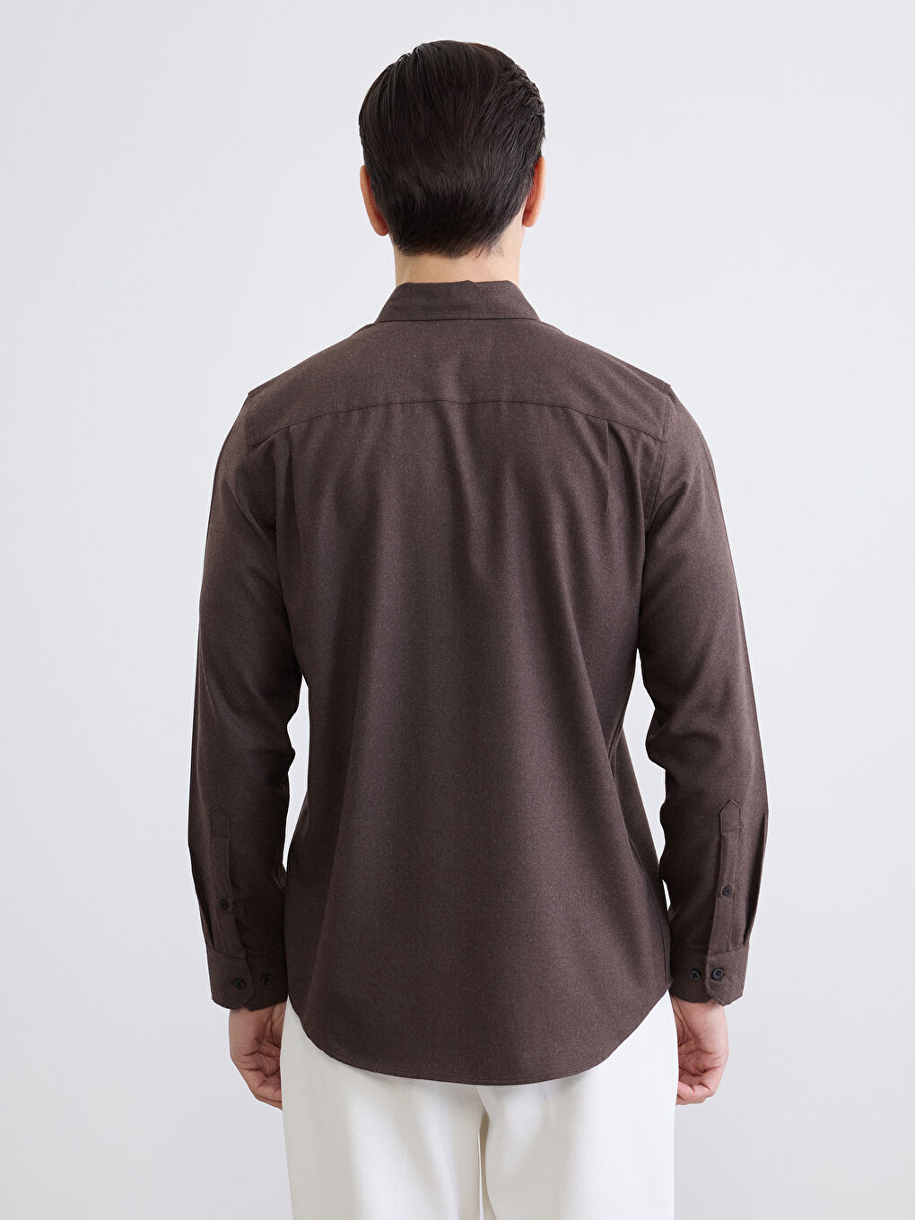 Kahverengi Regular Fit Gabardin Erkek Gömlek-3