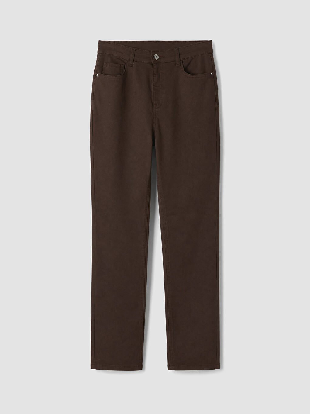 Kahverengi Straight Fit Kadın Jean Pantolon-4