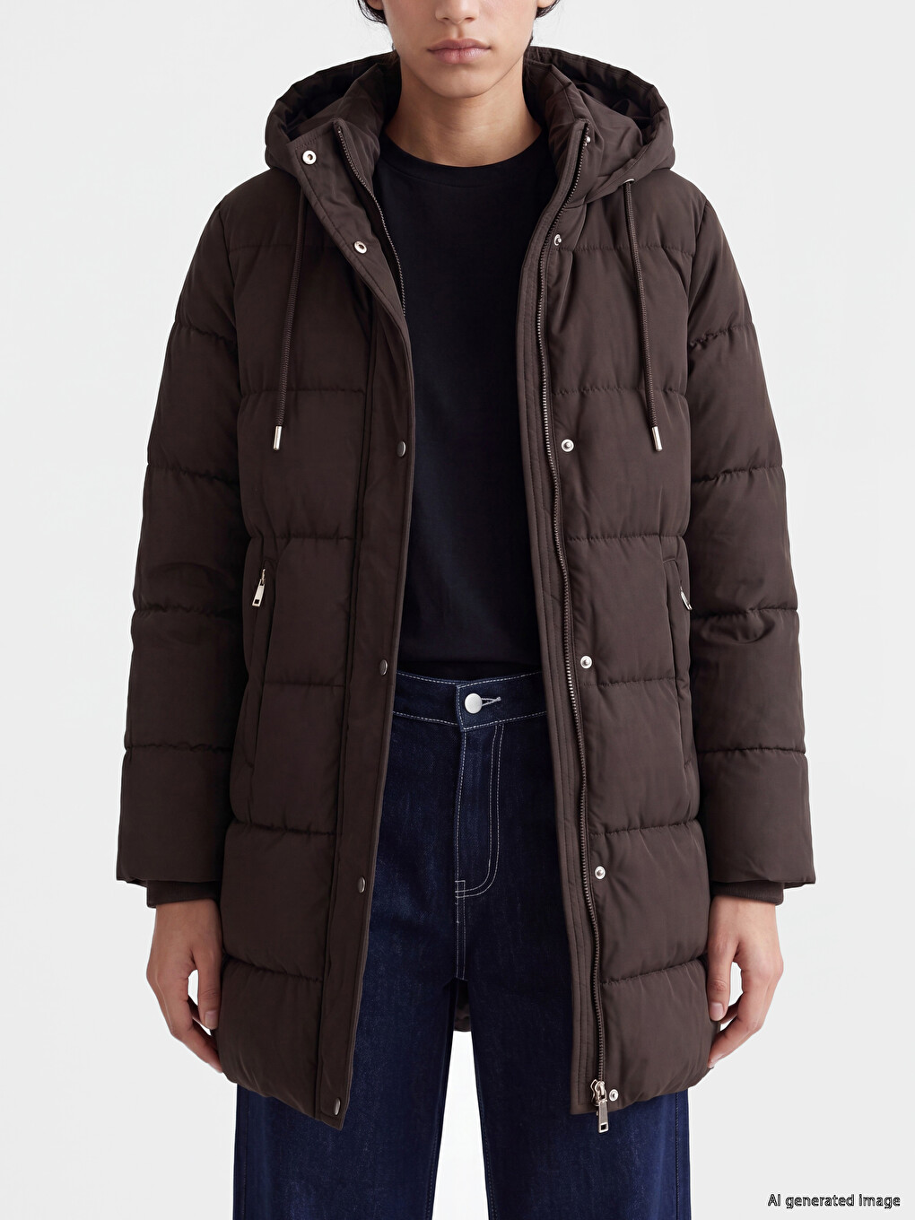 Woman Brown Puffer Coat-2