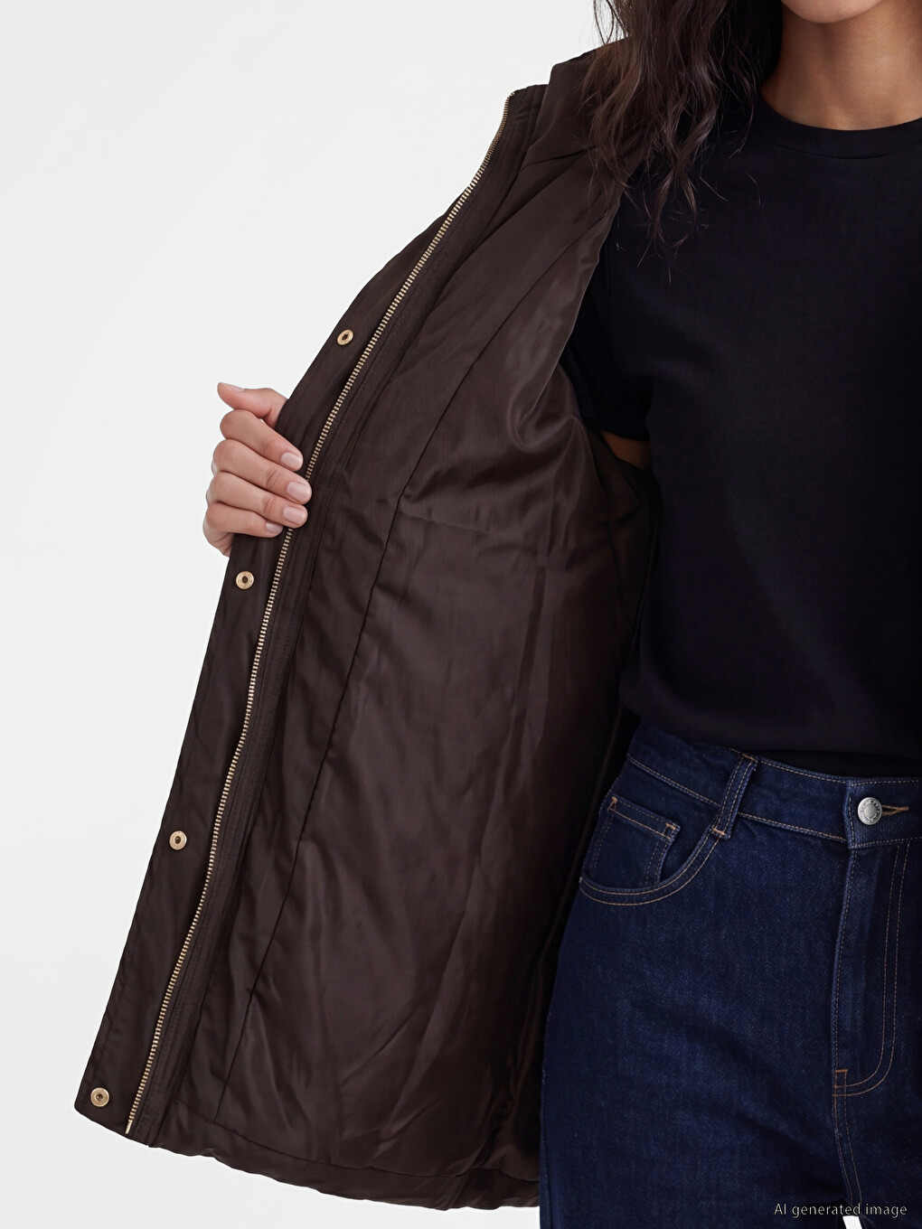 Woman Brown Puffer Coat-3
