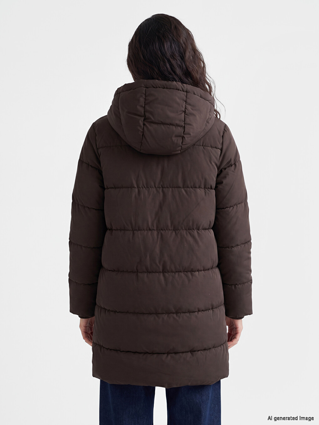 Woman Brown Puffer Coat-4