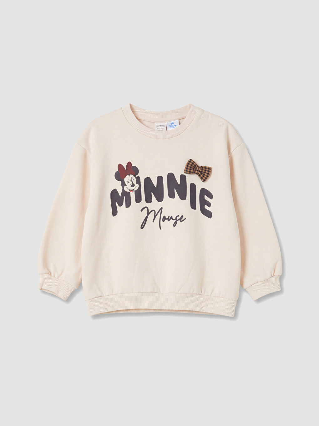 Gri Minnie Mouse Baskılı Kız Bebek Takım-1
