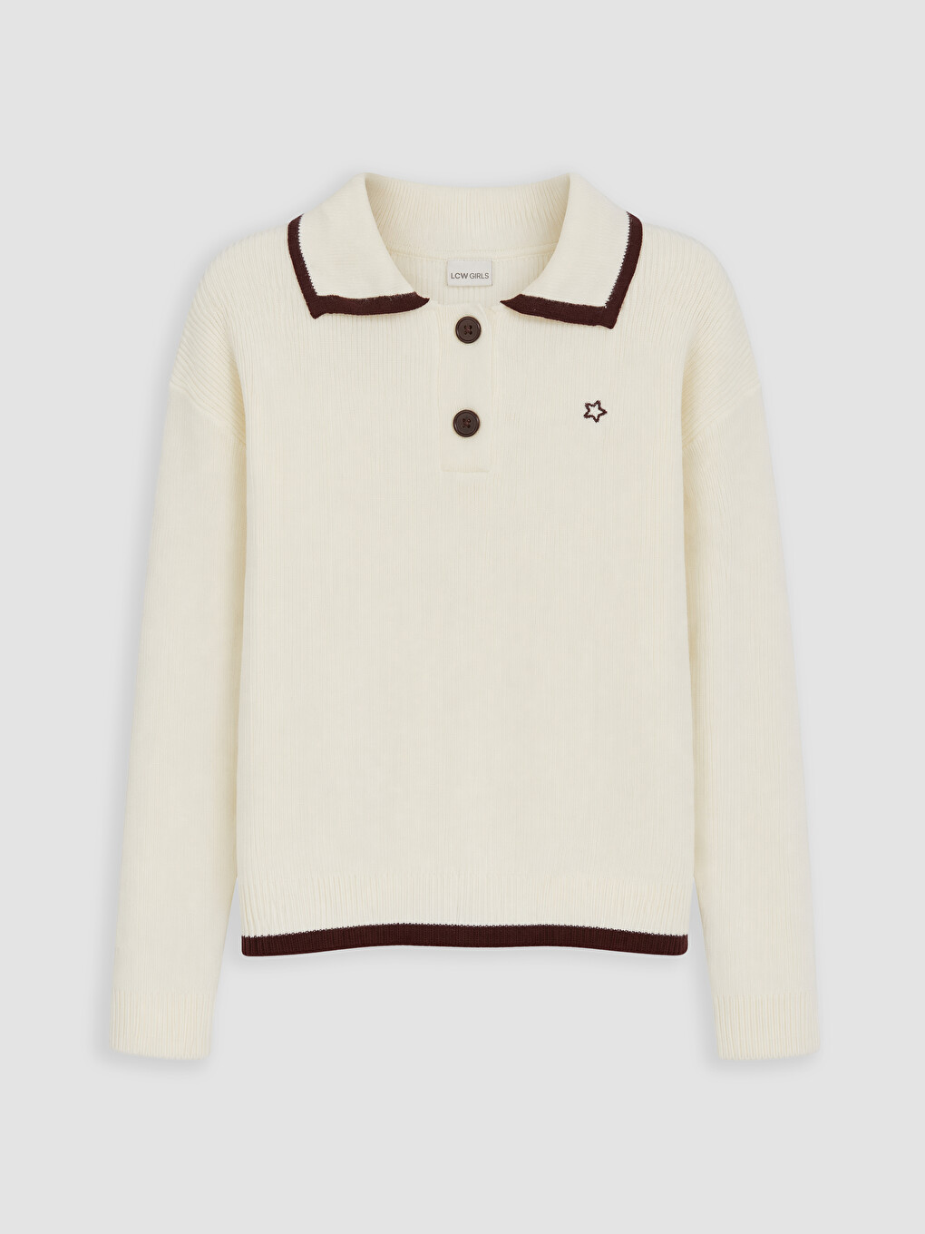 Polo Collar Embroidered Girls' Knitwear Sweater