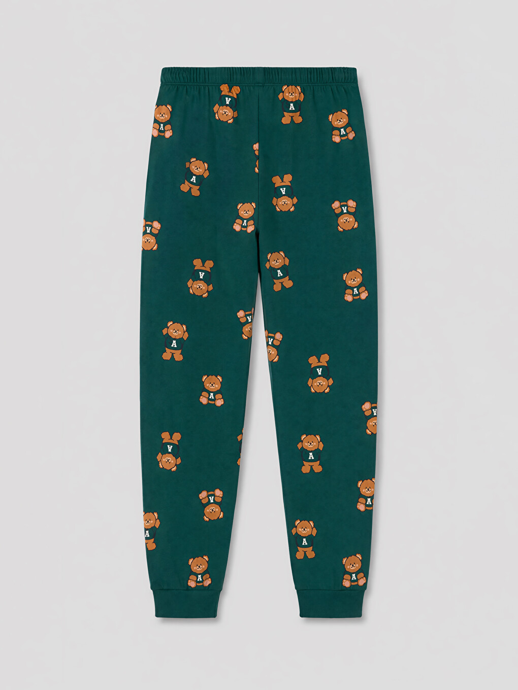 Yeşil Beli Lastikli Desenli Kadın Jogger Pijama Alt-1