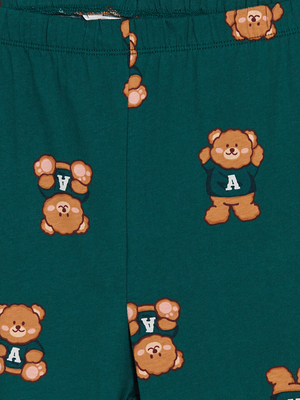 Yeşil Beli Lastikli Desenli Kadın Jogger Pijama Alt-3