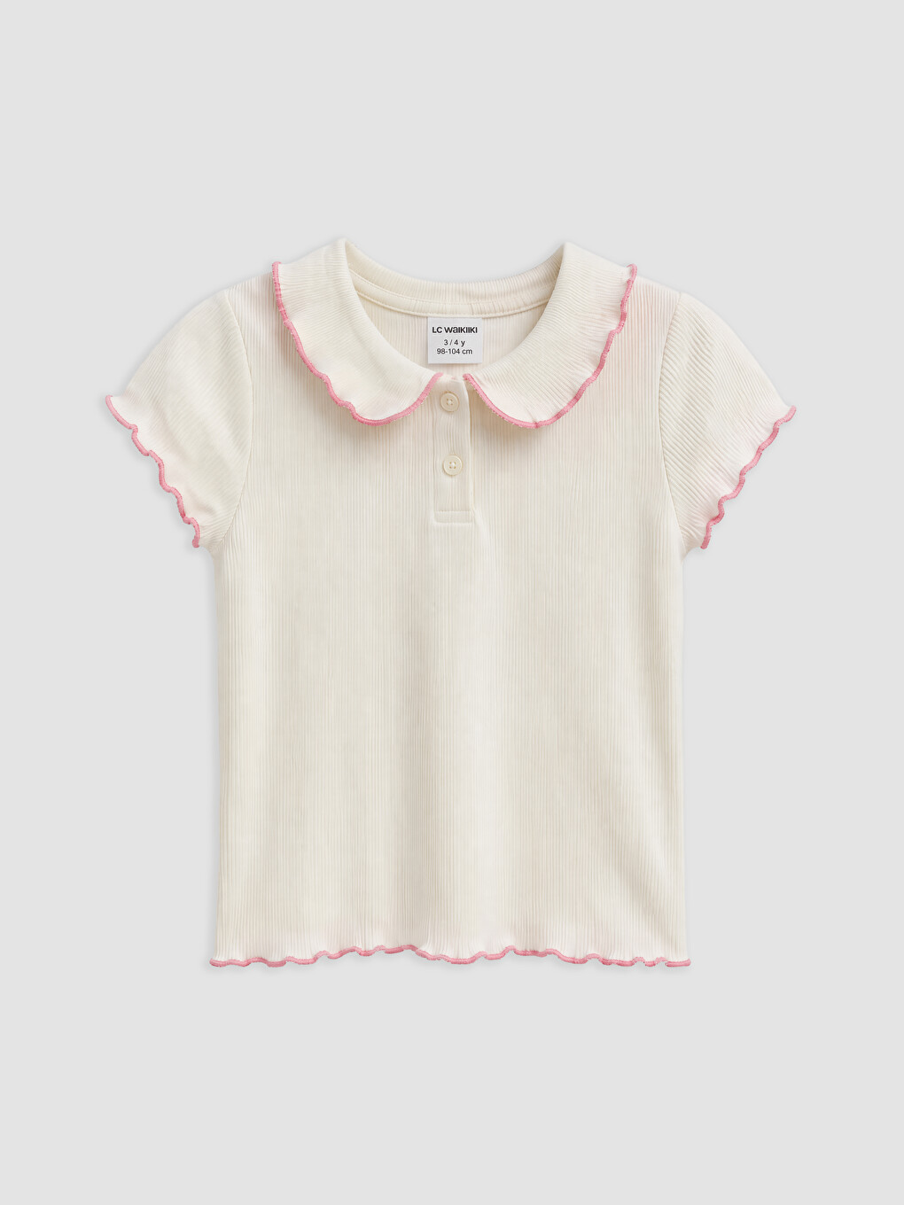 Peter Pan Collar Wavy Edge Girls' T-Shirt