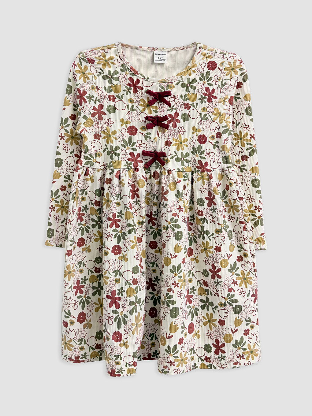 Printed Girls' Ribbed Dress