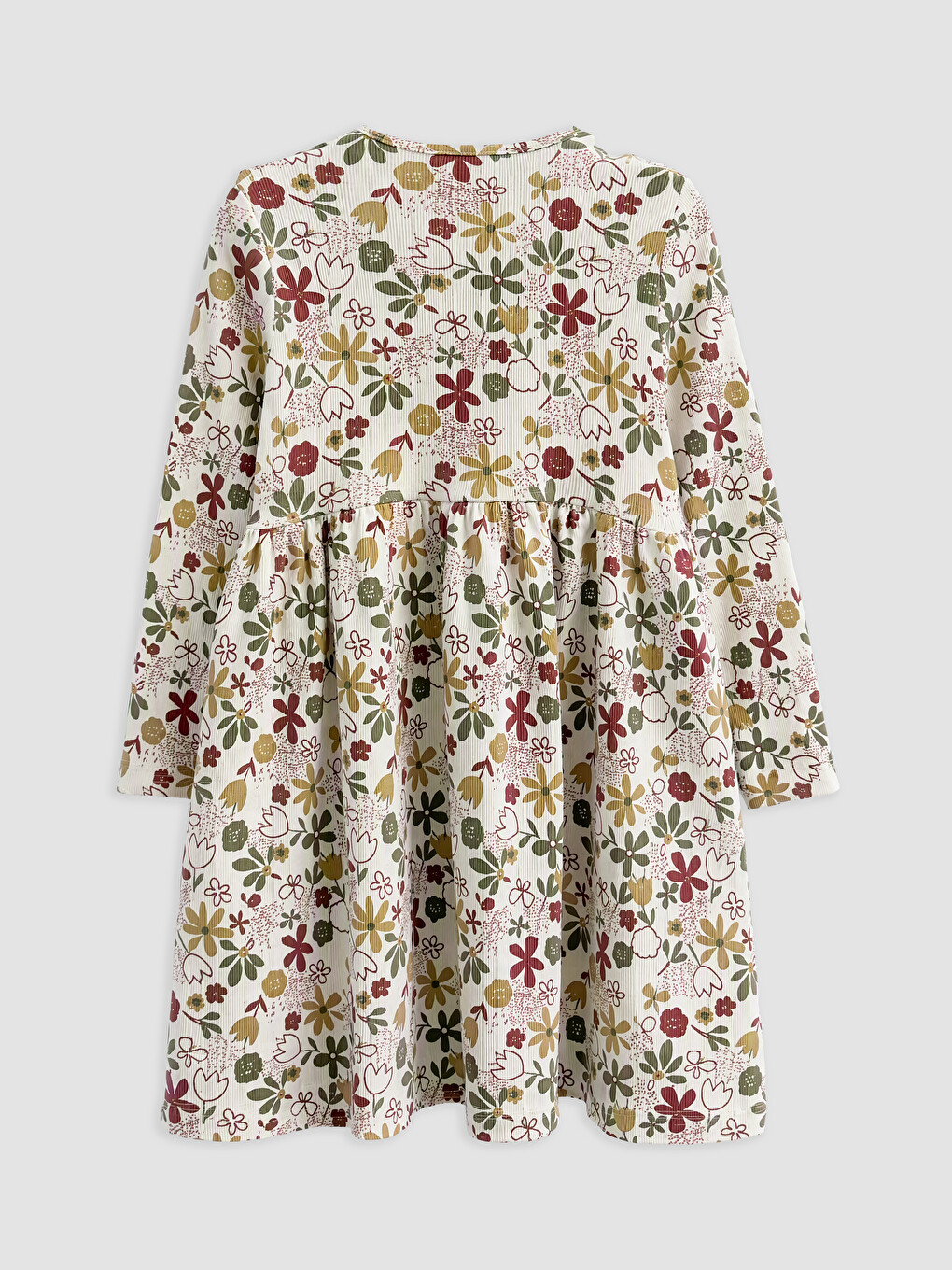 Printed Girls' Ribbed Dress-1