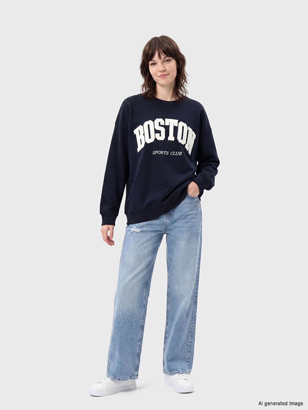 Boston Printed Relax Fit Women's Sweatshirt-1