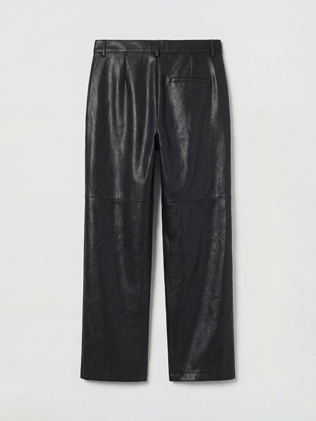 Standart Fit Kadın Deri Görünümlü Pantolon-5