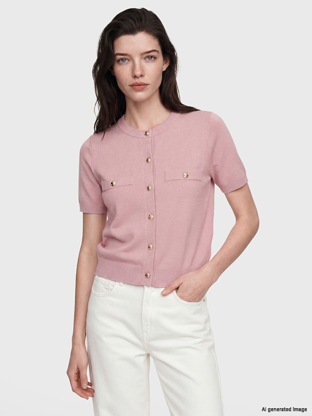Crew Neck Women's Knitwear Cardigan