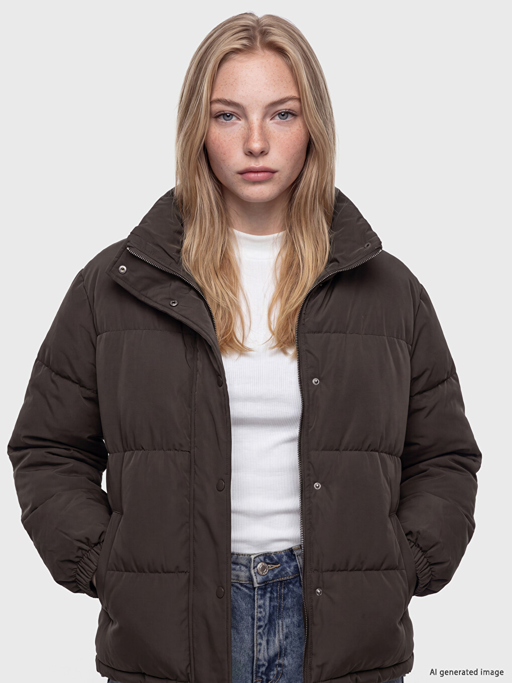 Mock Neck Women's Puffer Coat